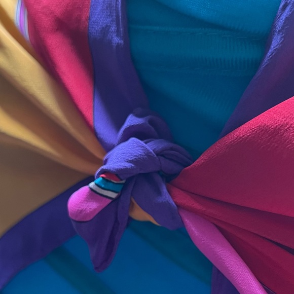 YvesSaintLaurent 100% Silk Scarf. Multicolor. Hand Rolled. Made in Italy. - Picture 10 of 15